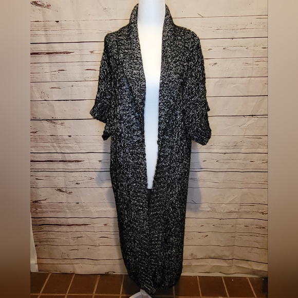 White House Black Market longline duster XS marled open cardigan short sleeve - Picture 1 of 6